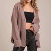 Женский модный повседневный кардиган контрастного цвета, вязаный, с V-образным вырезом, куртка с длинными рукавами