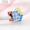 Fashion 925 Sterling Silver Square Rainbow Puzzle Bear Beads Fit Original Charms Jiuhao Bracelet Jewelry Making