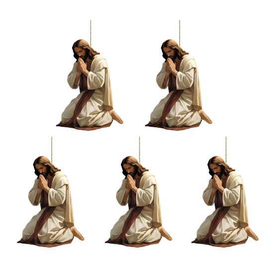 2D Акриловое украшение Иисус Христос Подвесной декор на зеркало заднего вида автомобиля Религиозный подарок для христиан Ретро Аксессуары для веры