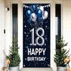 10th Birthday Door Cover Decoration 71 x 35 Inch Blue and Silver Balloon Banner for Tenth Birthday Party Supplies Happy 10 Years Old Photo Booth