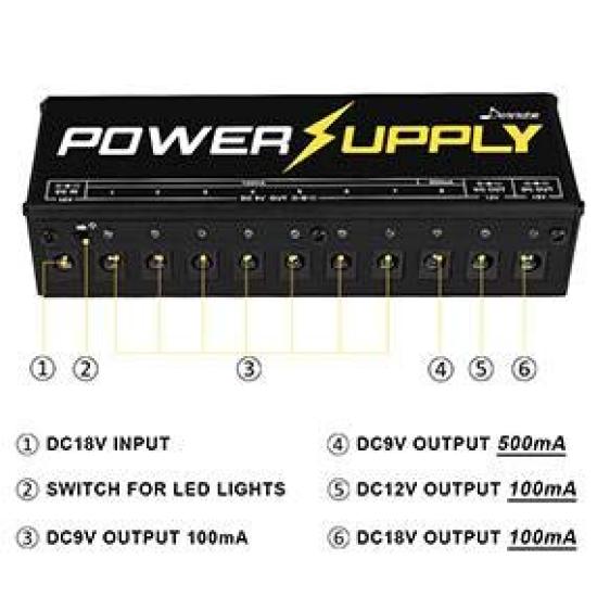Donner Блок питания для эффектов 10-канальный блок питания Независимая работа блока питания