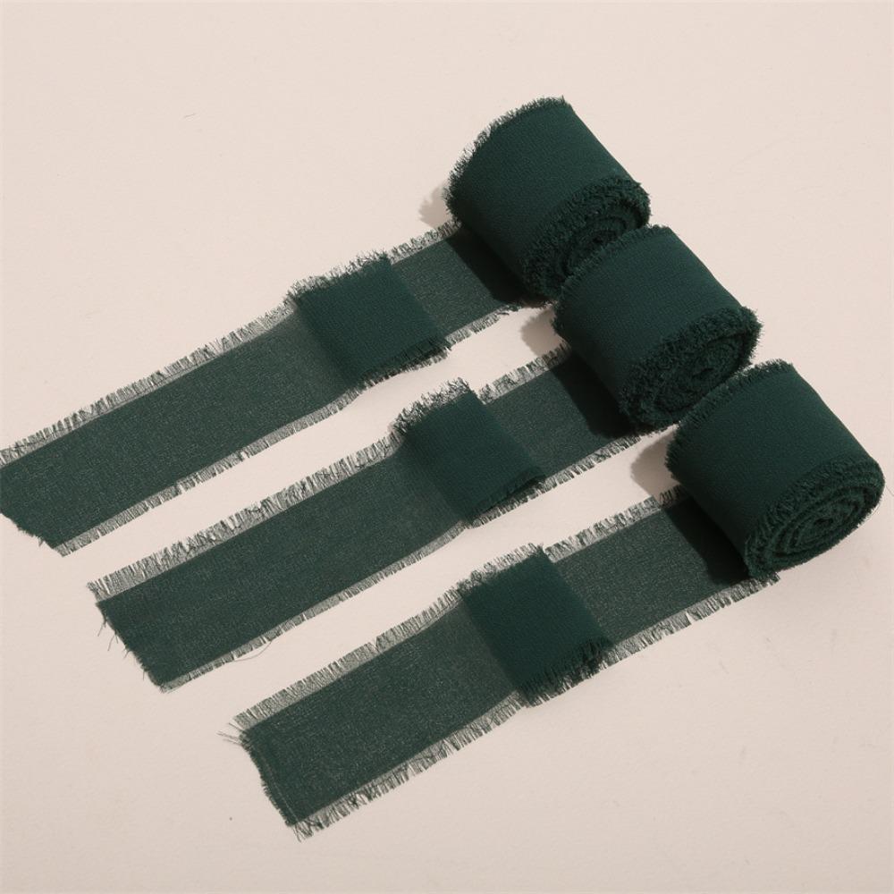 3 рулона 5 м бахромчатой шифоновой шелковой ленты, сделанная вручную мохнатая шифоновая лента, шифоновая лента для свадебных букетов