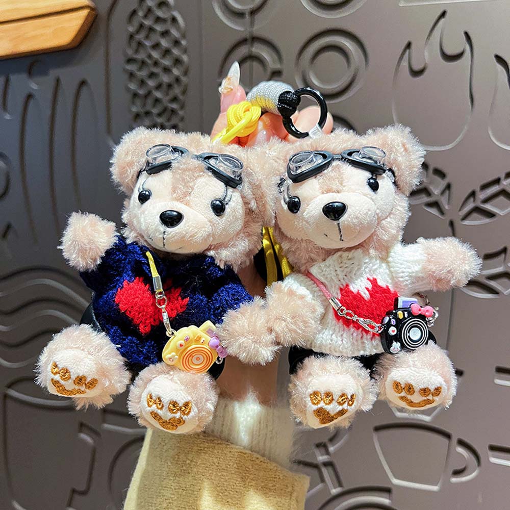 Bag Pendant Pilot Bear Keychain Stuffed Animal Plush Bear Dolls  Decoration