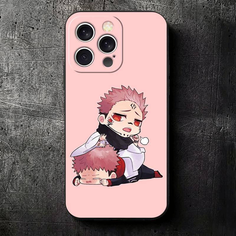 Мультяшный Милый JUJUSU Аниме Мягкий Чехол для Телефона для iPhone 16 16E 17 Air 15 Pro Max 14 Plus 13 Mini 11 12 7 Черная Крышка Задняя Панель