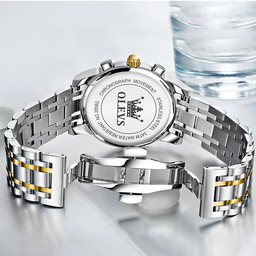 Часы OLEVS, кварцевые, водонепроницаемые, с подсветкой, дата, нержавеющая сталь, мужские, фазы Луны, простые, модные, мужские, черные