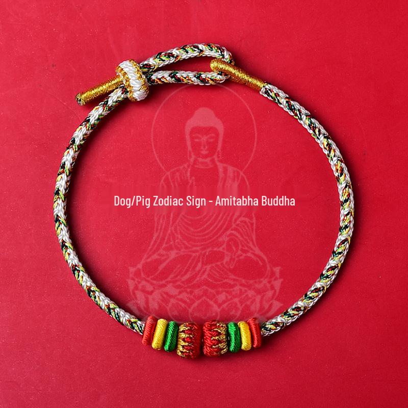 Женский браслет из красной нити с изображением горы Путуо — золотой, ручной работы, на удачу, с изображением Будды из года в Бенмин, подарок.