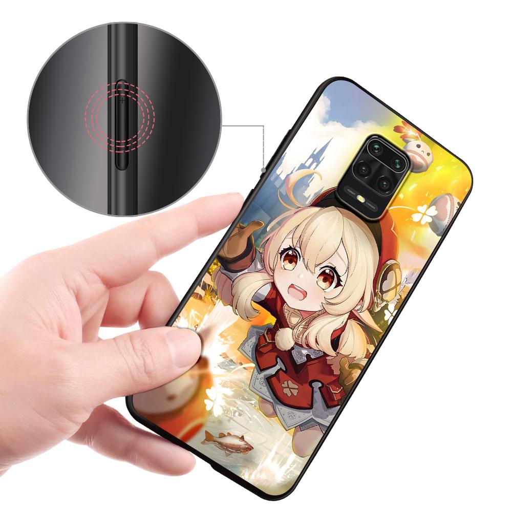 Чехол Klee Genshin Impact для Xiaomi Redmi Note 8 10 10S 11 9 11S 7 12 Pro Plus 12S 9S 8T 11E Pro 11T Мягкий черный чехол для телефона из ТПУ