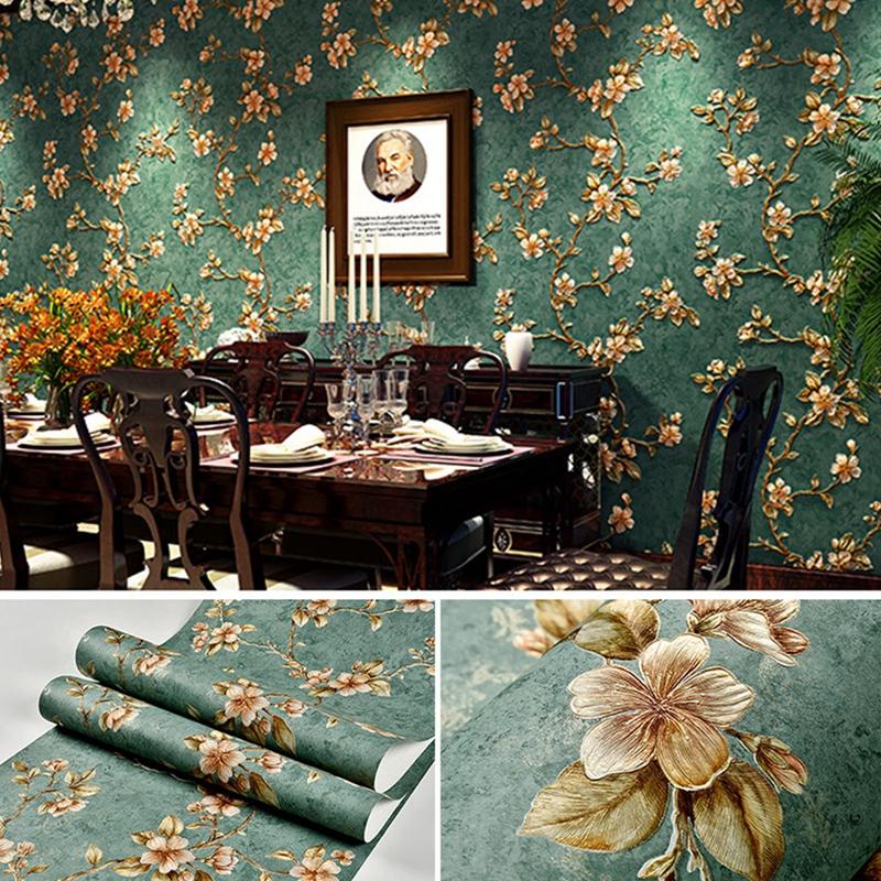 1м/рулон самоклеящиеся нетканые обои тонкого давления пасторальные обои для спальни европейская гостиная 3D фон