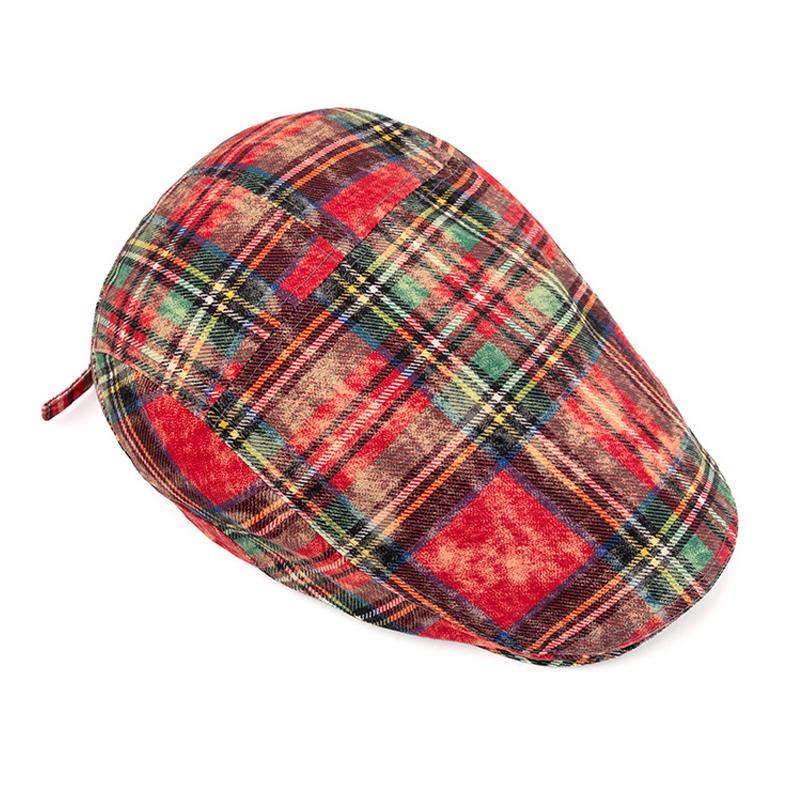 Британский стиль Контрастный цвет Клетчатый берет Женская весенне-летняя Кепка художника Мужская кепка