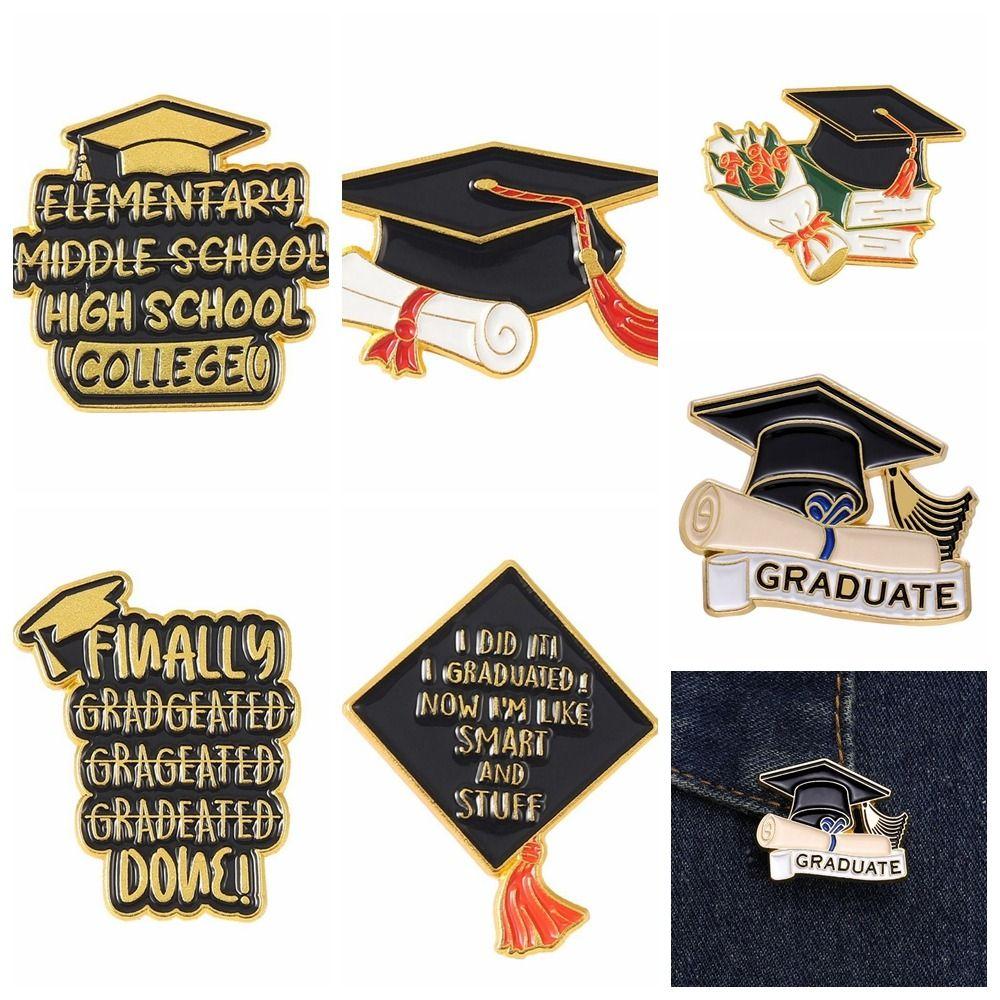 Женские значки из сплава для выпечки для девочек, женская брошь, шапка бакалавра, броши, выпускные эмалированные булавки