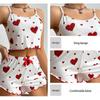 Women's Pajamas Set Sleepwear 2 PCS Short Tank Tops And Shorts White Ventilate Soft Casual Love Printing
