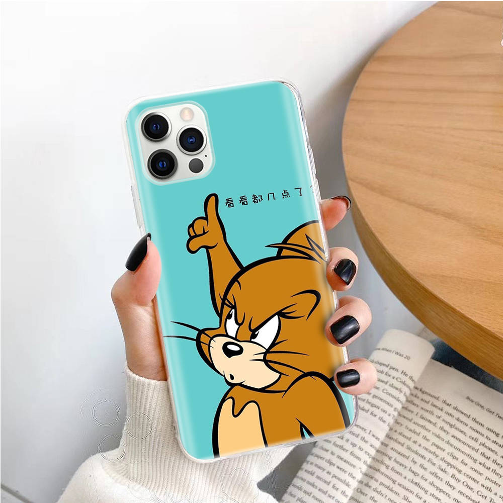 Transparent Case for Samsung A04 A14 A23 M33 M53 Realme 10 9 C35 C55 VIVO X80 Infinix Hot 30 Note 11 Tecno Spark 8P Pro C-43 Cute Tom Jerry Cat Mouse