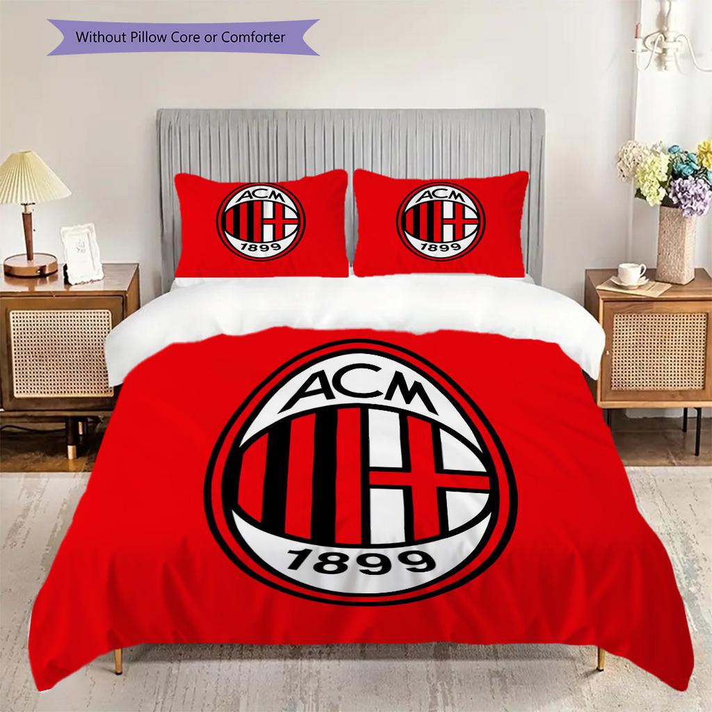 AC Milan Pattern Bedding Quilt Set Quilt Cover Pillowcase Home Decoration Birthday Gift (1 * duvet cover + 2 * pillowcase, without core)