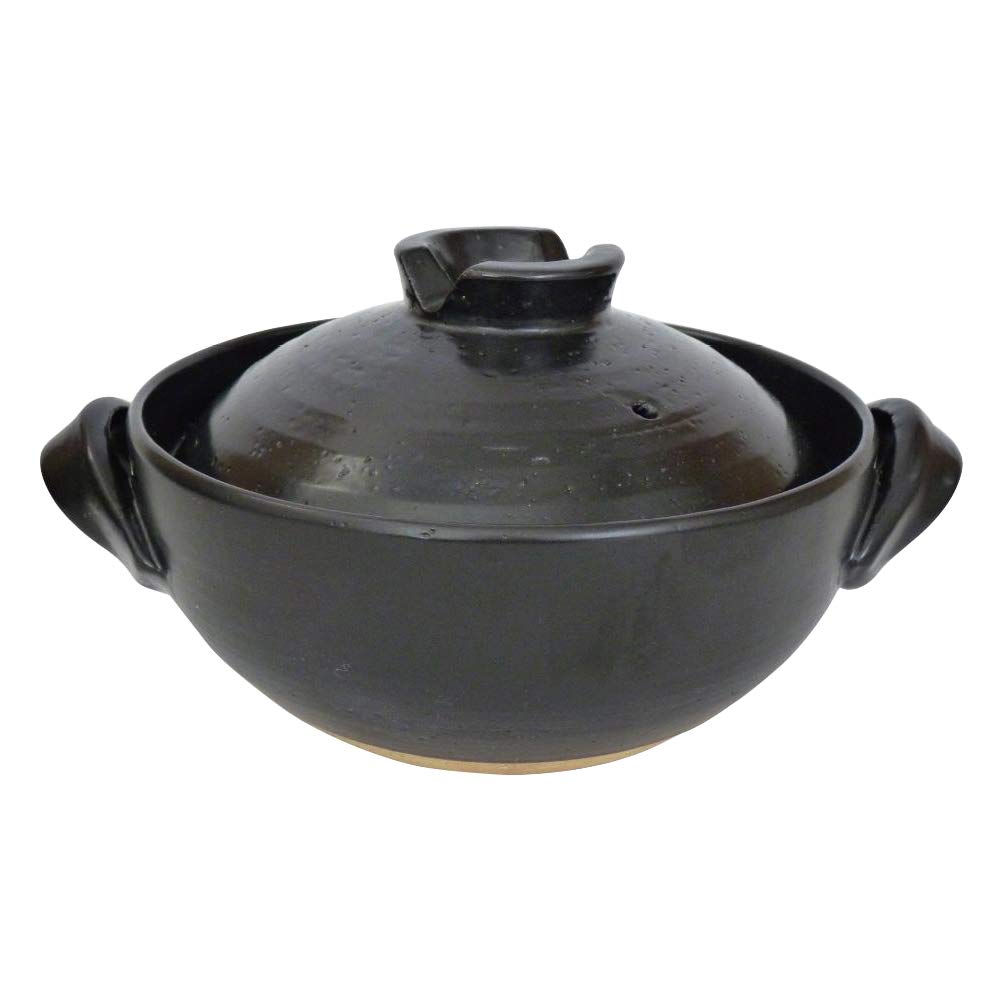 Maehata Series 8 Earthenware Pot 52427 Heat-Resistant No. (Black Glaze)