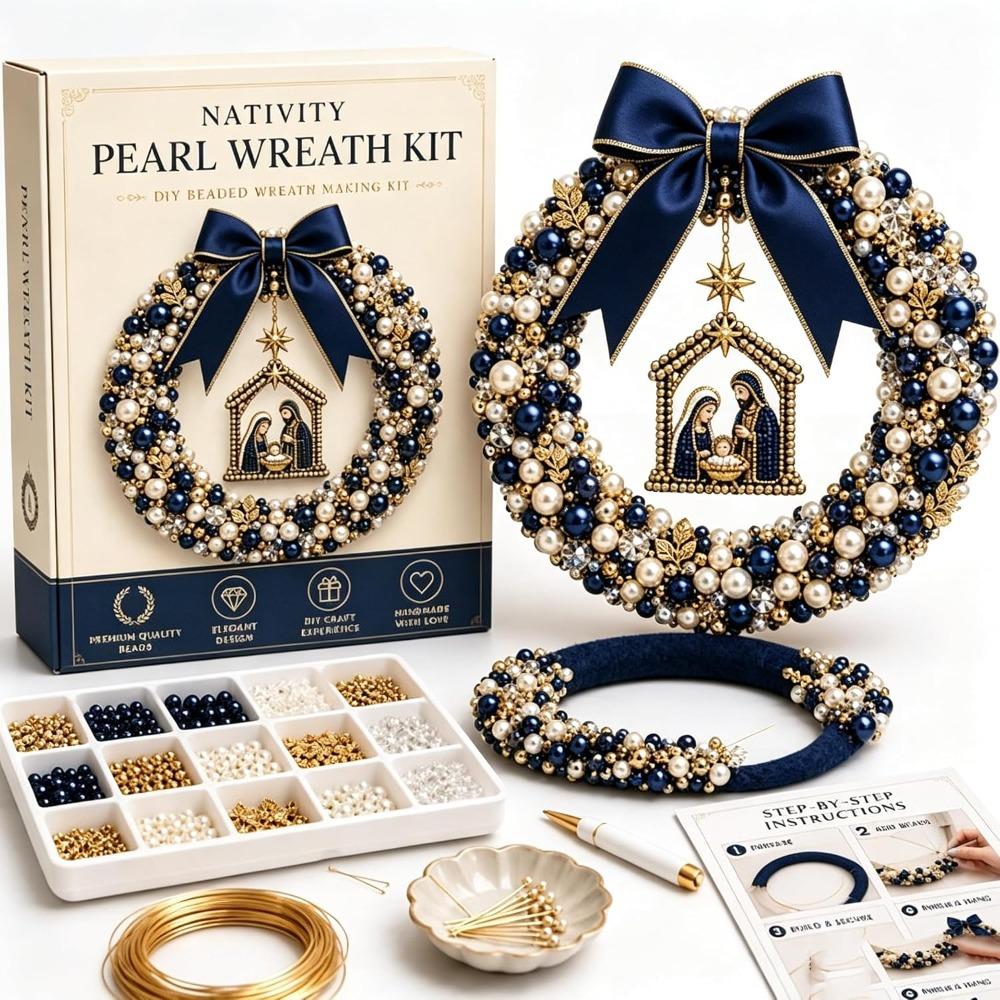Beaded Christmas Wreath Kit DIY Craft Holiday Wreath Kit Beaded Wreath Kit Home Decoration