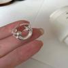 2023 New Silver Color Smile Face Open Rings for Women Simple Double-Layer Adjustable Anillos Ring Jewelry Gift Bijoux