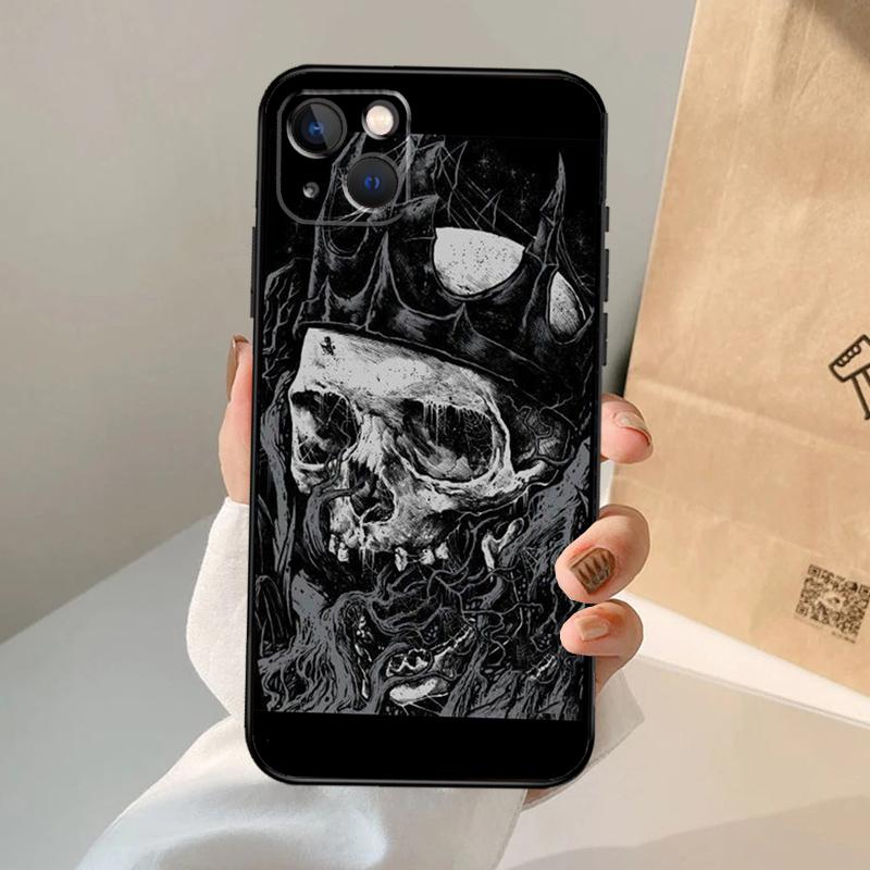 Готический Модный Чехол для Телефона с Черепом Для iPhone 17 Air 16 14 13 12 11 15 Pro Max 13 12 mini 15 16 Plus 16e Чехол Coque