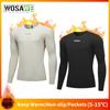Wosawe Cycling Winter Base Layer Long Sleeve Warm Cycling Underwear 4 Way High Elasticity Soft Keep WarmOutdoor Sports Jersey