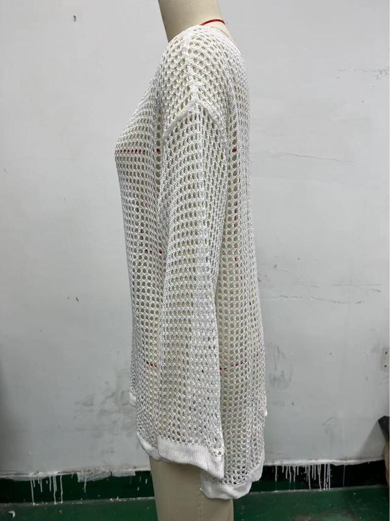 European & American Mesh Knit Bikini Cover-Up Sweater - Women's Summer Beach Sunscreen Shirt