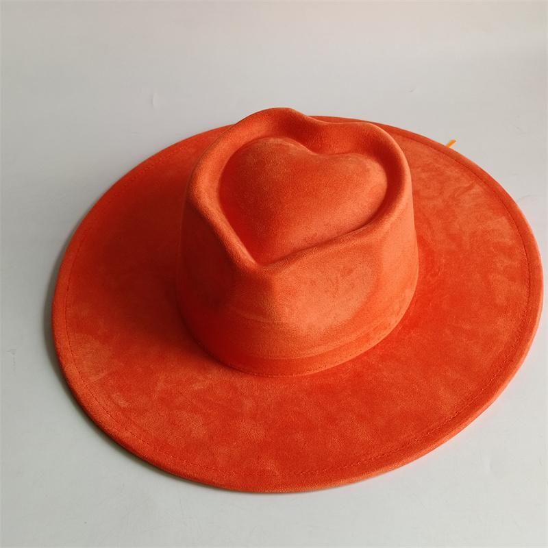 Vegan Suede Fedora Rancher Hats Blank Hats For Burning Multicolor Teardrop Shaped Top 9.5Cm Brim Unisex Jazz Hat Church Hat