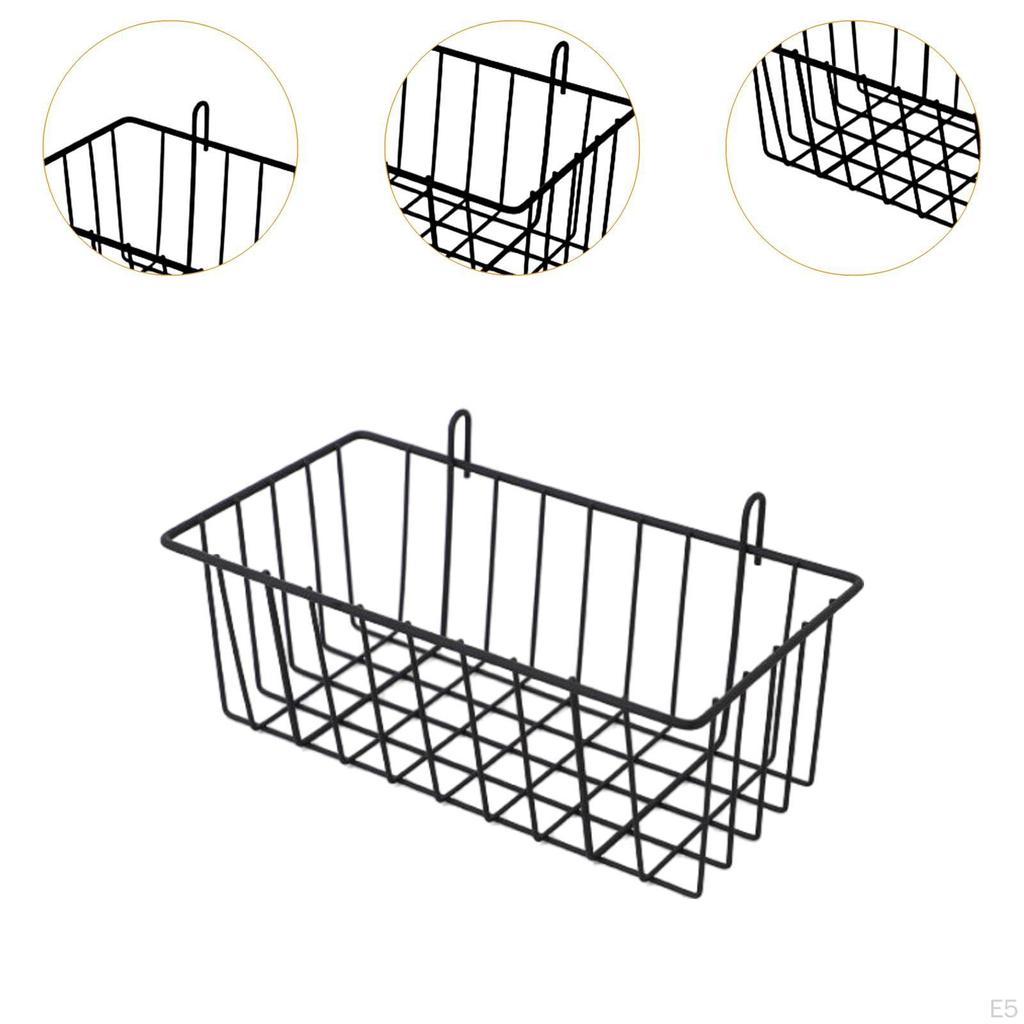 Metal Hanging Wire Basket Grid with Hooks Home Decor Supplies Wall for Office
