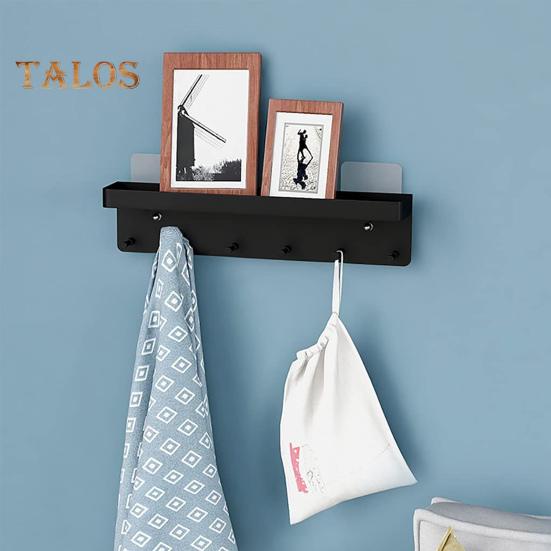 Kitchen Storage Rack Organizer with Hooks Easy To Install No-Drill Wall-Mounted Organizer Kitchen Utensil Holder with Shelf