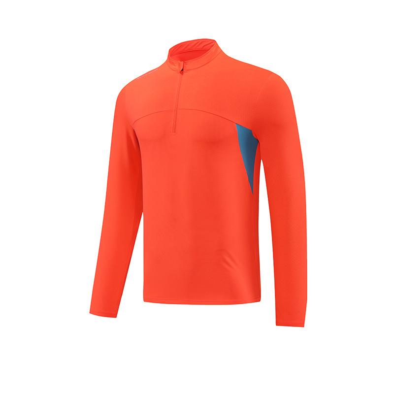 Men's Long Sleeved Quick Drying Clothes Outdoor Fitness Training T Shirt High Elasticity Semi Zipper Sports T-shirt