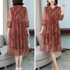 Женское летнее шифоновое платье больших размеров с принтом, свободное сетчатое платье трапециевидной формы