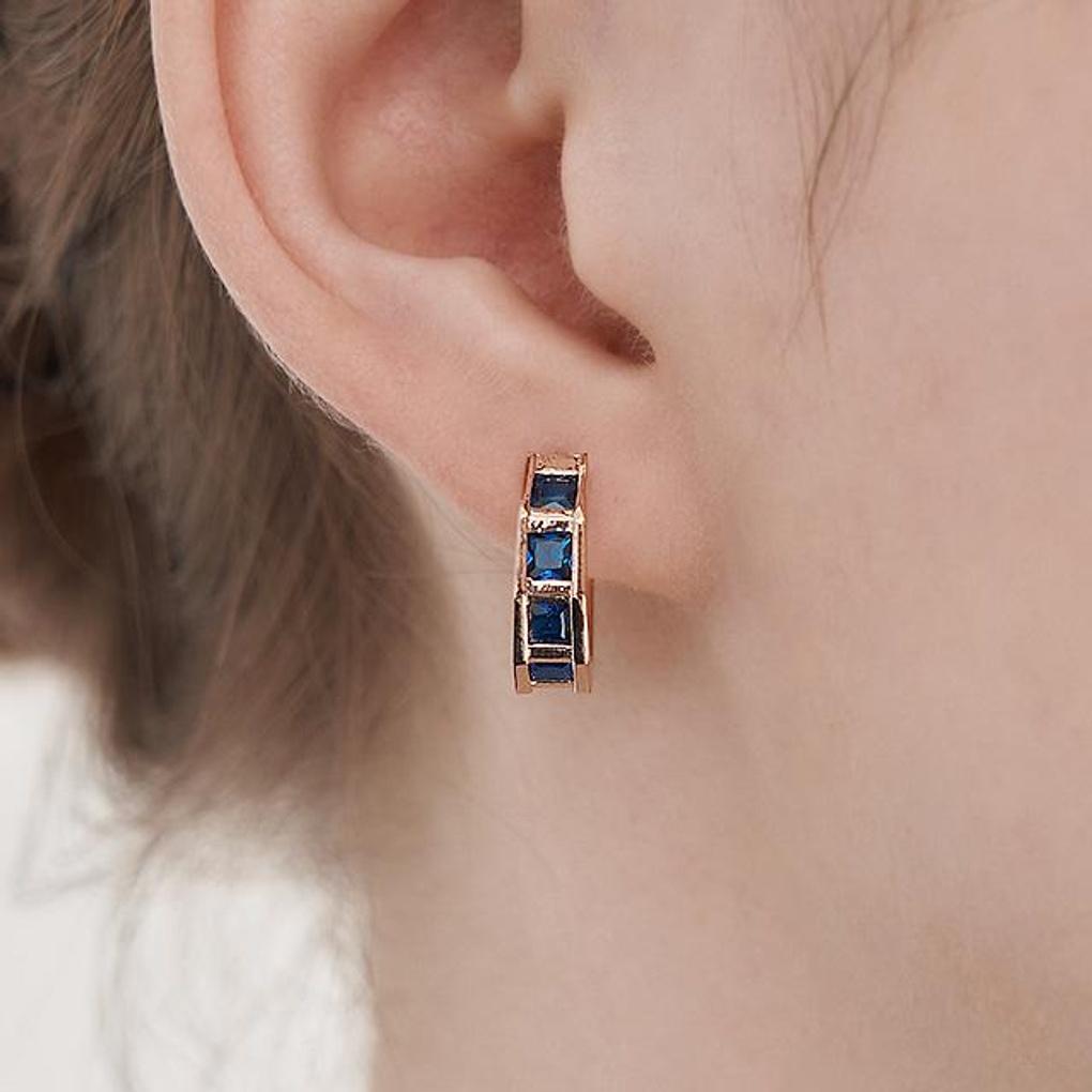 [ELLE Jewelry] Серьги-кольца на одно касание 'Цветущий квадрат' 14K GF ELGPEE546