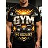 Модная новая мужская футболка GYM No Excuses с принтом штанги и гири, футболка для фитнеса, повседневная уличная одежда, топы с коротким рукавом