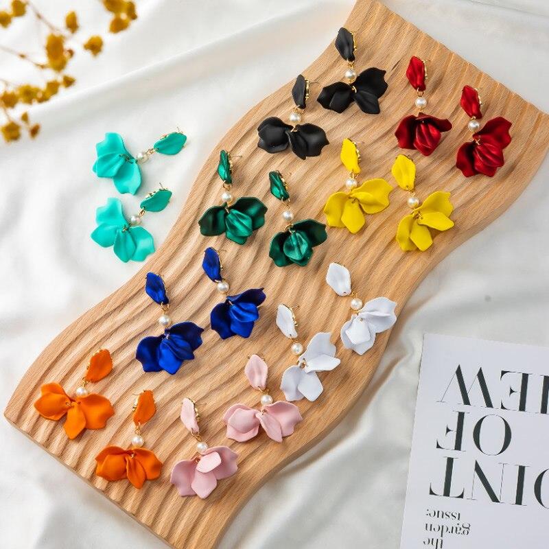 Pinkdudu Осень/зима новые висячие серьги с лепестками и листьями, модные серьги-подвески с покрытием из сплава для женщин, ювелирные аксессуары, PD471