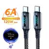 Кабель 111 Вт 6 А Super Fast Charging Кабель USB-C Type-C В нейлоновой оплетке С цифровым LED-дисплеем Для телефона Samsung Xiaomi Дата-кабель