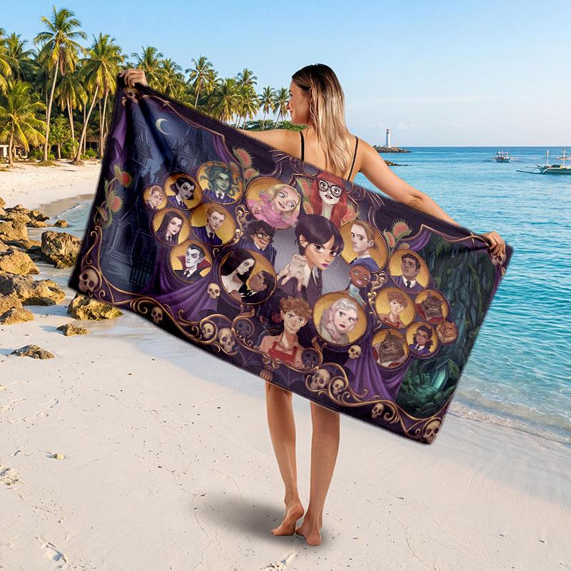 Large Beach TowelWednesday Addams Soft Absorbent Towel Beach Bath Home Use
