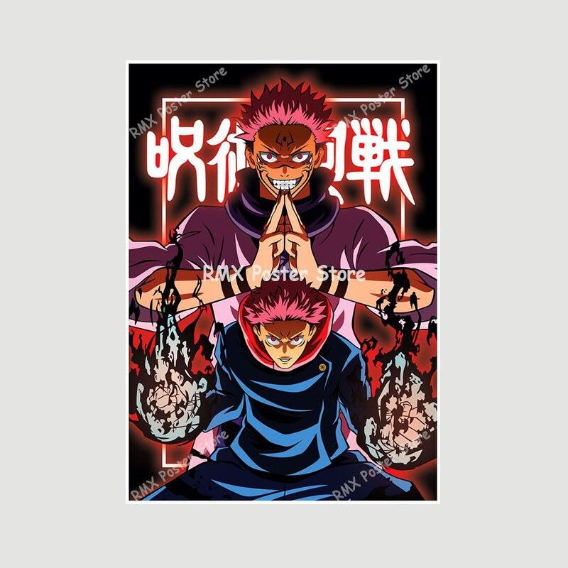 Белые бумажные постеры Jujutsu Kaisen, японские классические аниме-принты, украшение для дома, настенные наклейки, декор для гостиной, бара