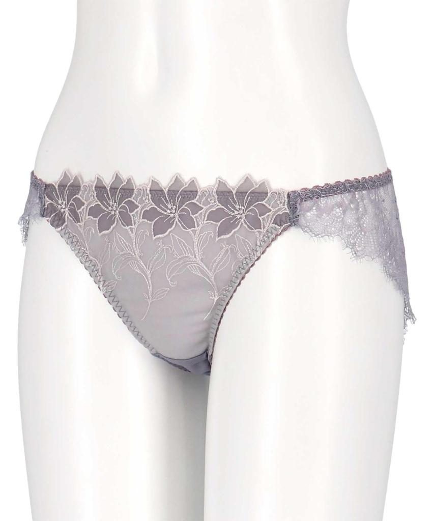 Underarm Sleek Pair with Size L Amphi/Wacoal Glama-Rich Panties, BYJ684, PYJ284, Women's, GY,