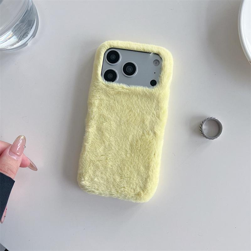 Зимний теплый однотонный пушистый плюшевый чехол для телефона iPhone 17 Air 16 15 14 13 Pro Max Ударопрочный защитный чехол