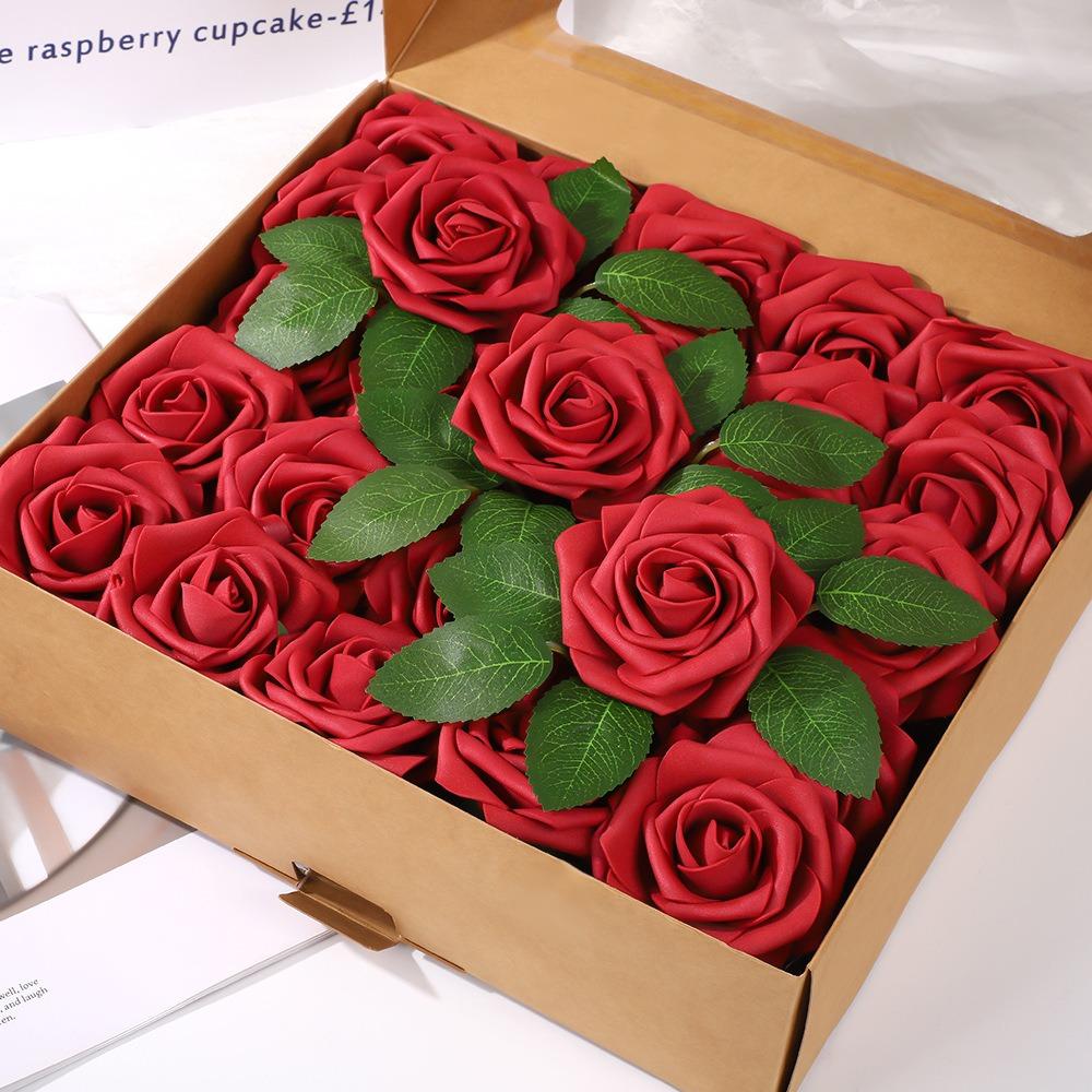 25Pcs Artificial Rose Flowers Foam Fake Faux Flowers Roses for DIY Wedding Bouquets Decoration Party Home Decor Garden Ornament