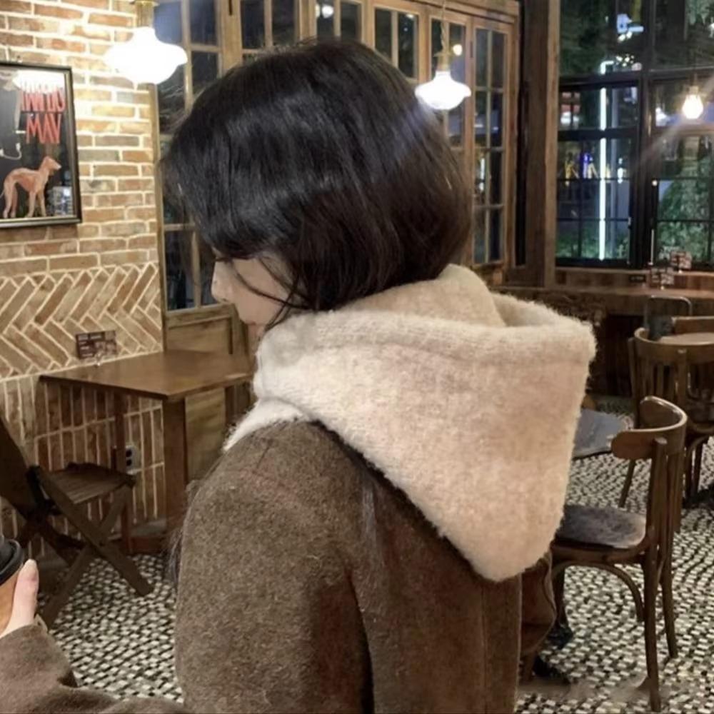 Drawstring Winter Hat Warm Hooded Scarf Cap Fashion Neckerchief Hat Women Girl
