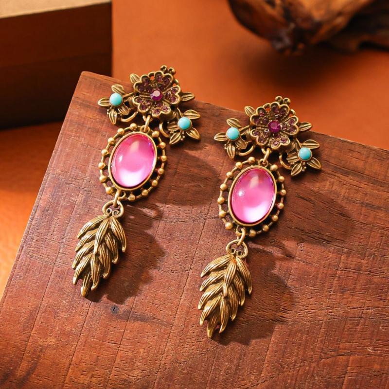 Ретро Элегантные Серьги в Форме Бантиков Дворцовый Стиль Пресноводный Жемчуг Эмалированная Роспись Украшение для Ушей для Женщин Вечерние Ювелирные Изделия Подарок