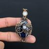 Sodalite & Moonstone Gemstone Handmade Pure Copper Wire Wrapped Pendant Jewelry For Women
