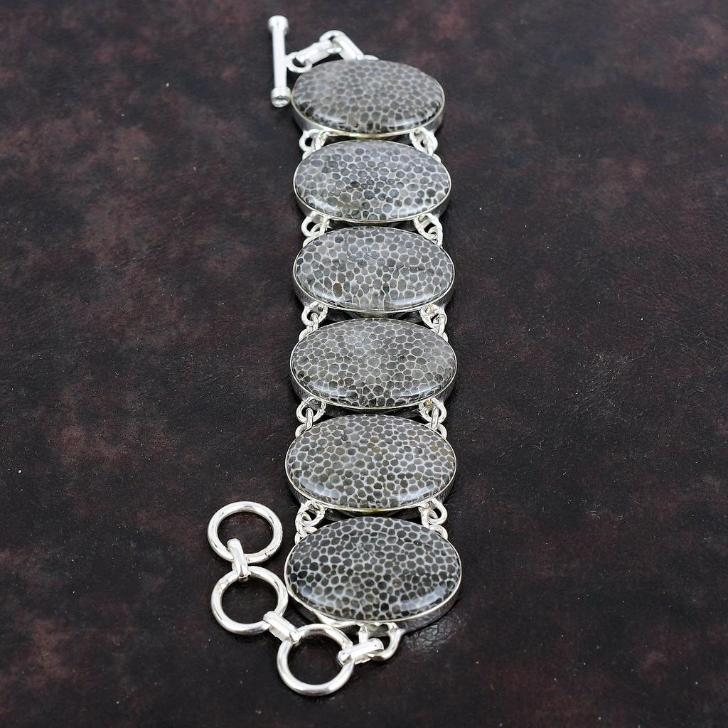 Браслет из кораллов ската, серебряный браслет 925 пробы, регулируемая цепочка, ювелирные изделия ручной работы, браслет из натуральных драгоценных камней, подарок для нее, серебряные ювелирные изделия