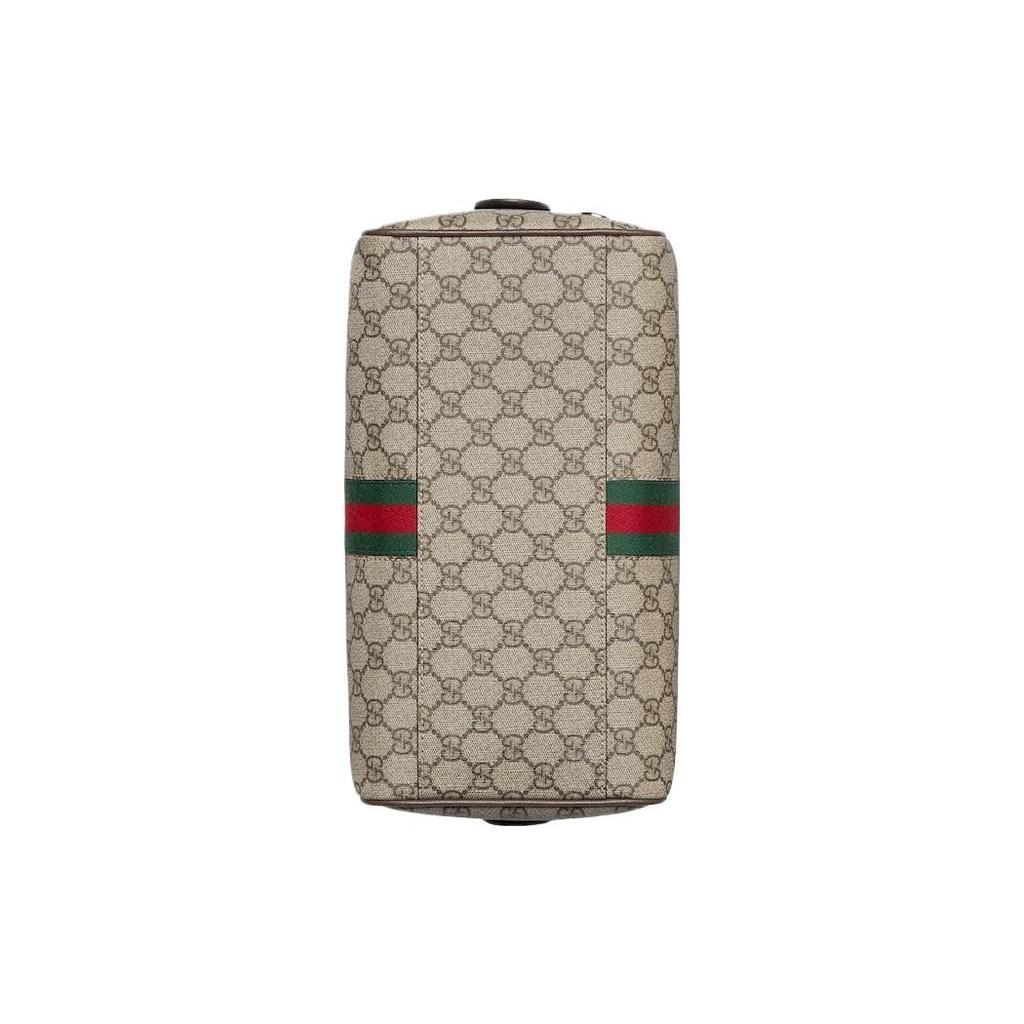 Gucci Сумка Boston Ophidia GG Supreme Бежево-коричневая кожа Золотая фурнитура Double G Дорожная сумка-даффл для женщин Ежедневная поездка 772065-96IWG-8745