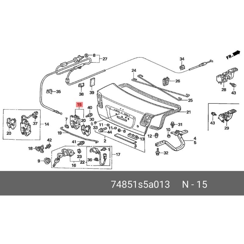 Защелка задней крышки багажника 74851-S5A-013 74851-S5A-003 для Civic City, сменный привод защелки задней двери, автоаксессуар