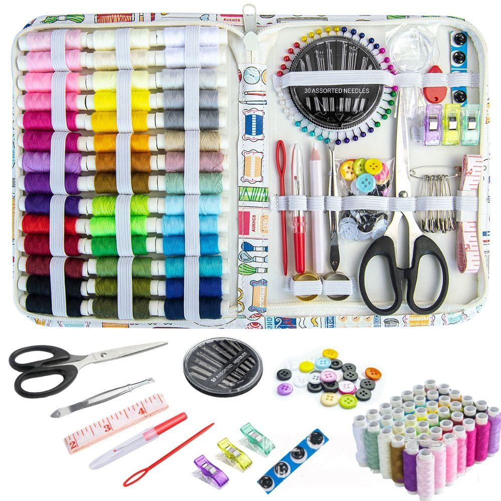 168/170 шт./набор Ножницы Набор для шитья Портативные Иглы Нитки Коробка Вышивка Швейная коробка Набор Бытовой