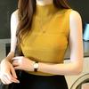 Summer Tops Women Semi High Neck Soft Knitted Sleeveless Casual Shirts for Women Fashion Slim Fit Base Blouses Women Elegant Simple Lady Shirt 26302
