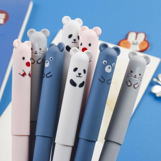 Erasable Gel Pens Fine Point 0.5mm Cartoon Design Rollerball Gel Ink Pens for Adult Kids Writing Calligraphy Note Taking
