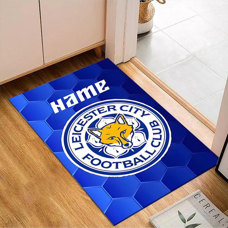 Custom Name Leicester FC Crest Rug Game Carpet, Floor Mat for Bedroom Living Room Entryway Rug, Home Decor Idea Gift for Christmas birthday