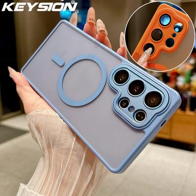 KEYSION Роскошный матовый полупрозрачный магнитный чехол для Samsung Galaxy S23 S24 Ultra 5G S23+ S24 FE Ударопрочный бронированный чехол для телефона