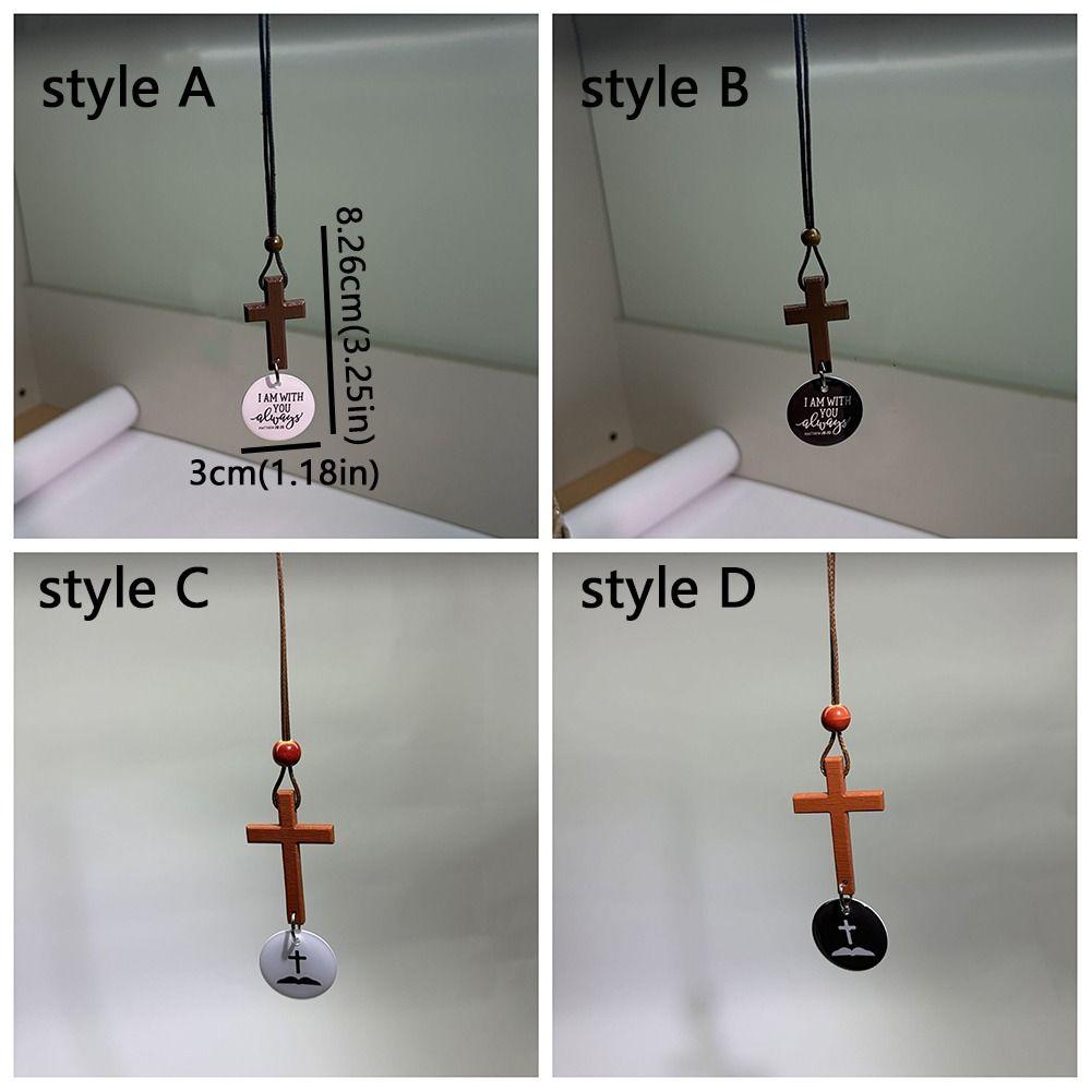 Handmade NFC Bible Cross Pendant Wooden Cross Car Mirror Hanging Jewelry Gift