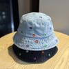 High-quality denim fisherman hat for women, new spring/summer style, embroidered, washed and distressed, fashionable and versatile bucket hat,